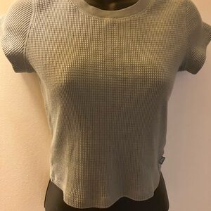 TNA Gray Ribbed Crop T-Shirt